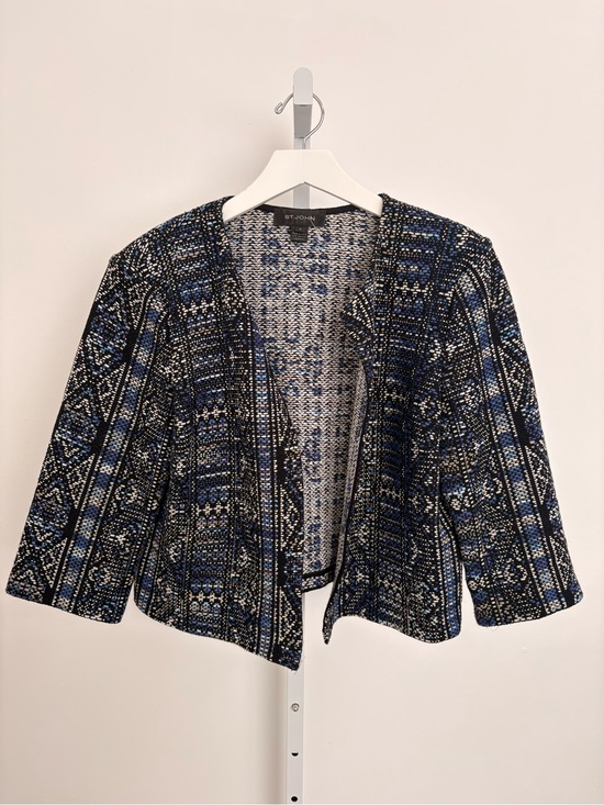 St. John Jackets & Blazers - St. John Black and Blue Textured Open-Front Blazer
